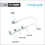 INNERGIE CABLE 3 EN 1 30 PINES- MICRO-5 PINES A USB