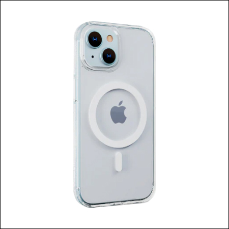 Carcasa de silicona para iPhone 13 Mini. Acabado semi transparente mate con  bordes brillo.