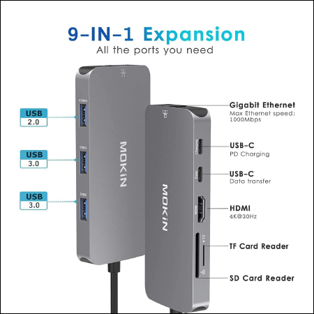 MOKIN ADAPTADOR USB-C A 9 PUERTOS