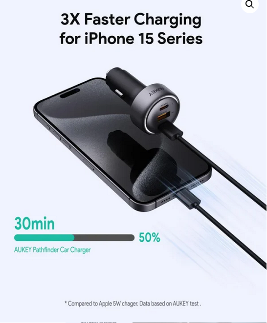 AUKEY CARGADOR DE AUTO 66 WATTS USB-C (2) USB-A (1) - Imagen 2