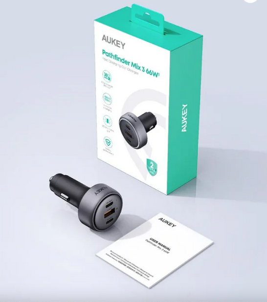 AUKEY CARGADOR DE AUTO 66 WATTS USB-C (2) USB-A (1) - Imagen 6