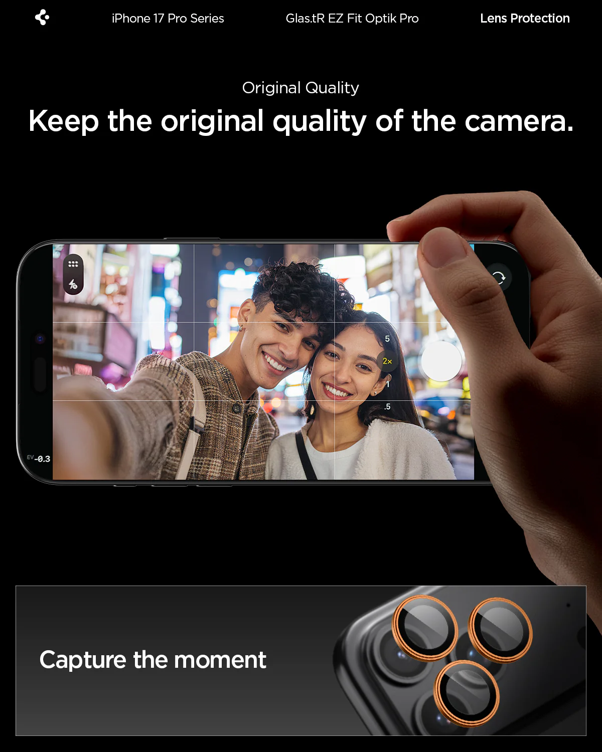 SPIGEN GLASS OPTICO PARA IP 14/15/16/17 PRO Y PROMAX CLEAR - Imagen 7