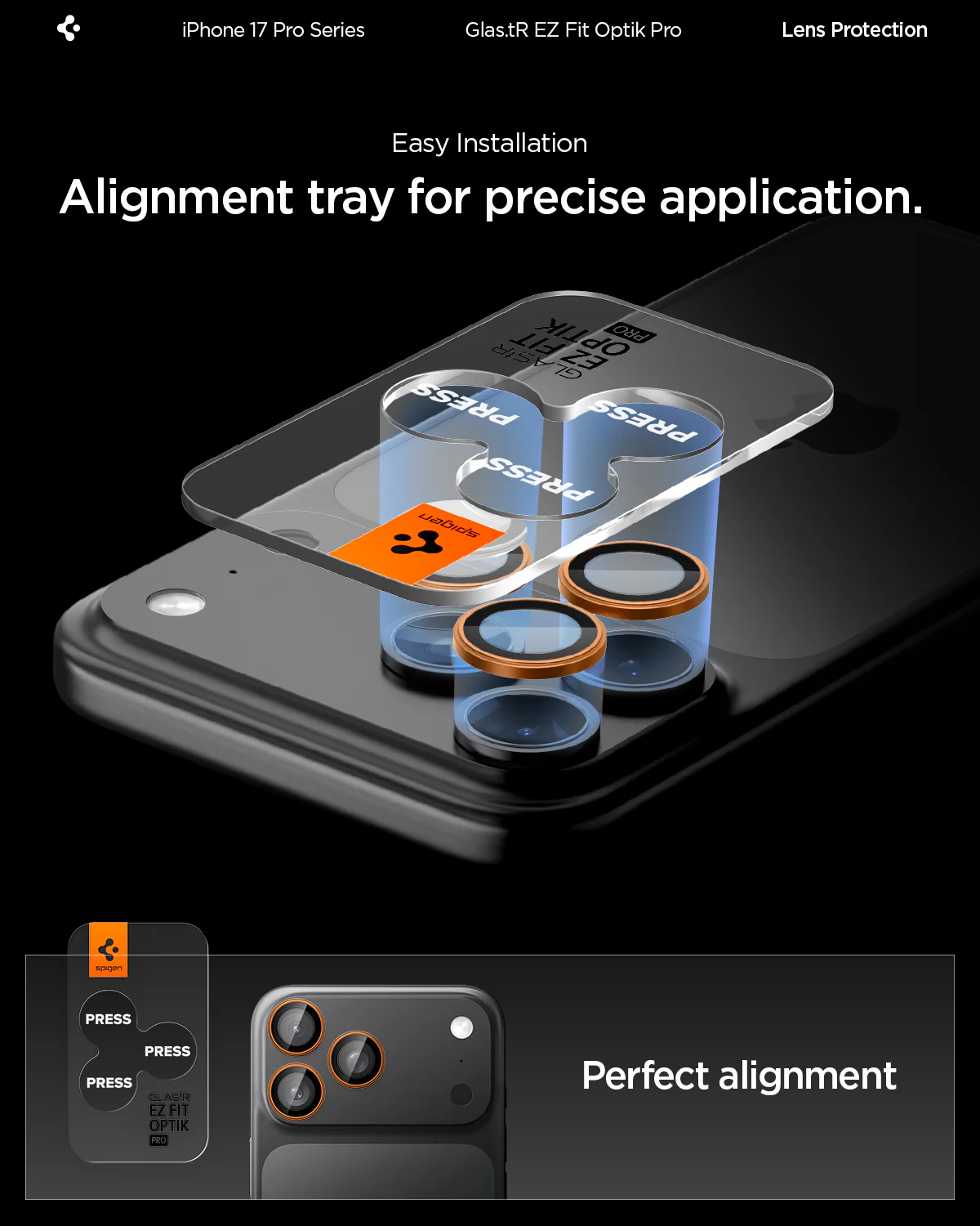 SPIGEN GLASS OPTICO PARA IP 14/15/16/17 PRO Y PROMAX CLEAR - Imagen 5