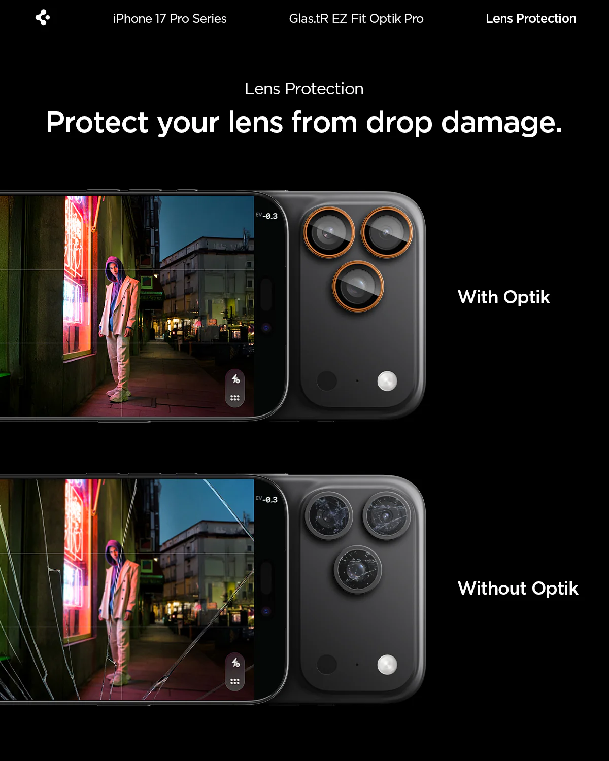 SPIGEN GLASS OPTICO PARA IP 14/15/16/17 PRO Y PROMAX CLEAR - Imagen 6