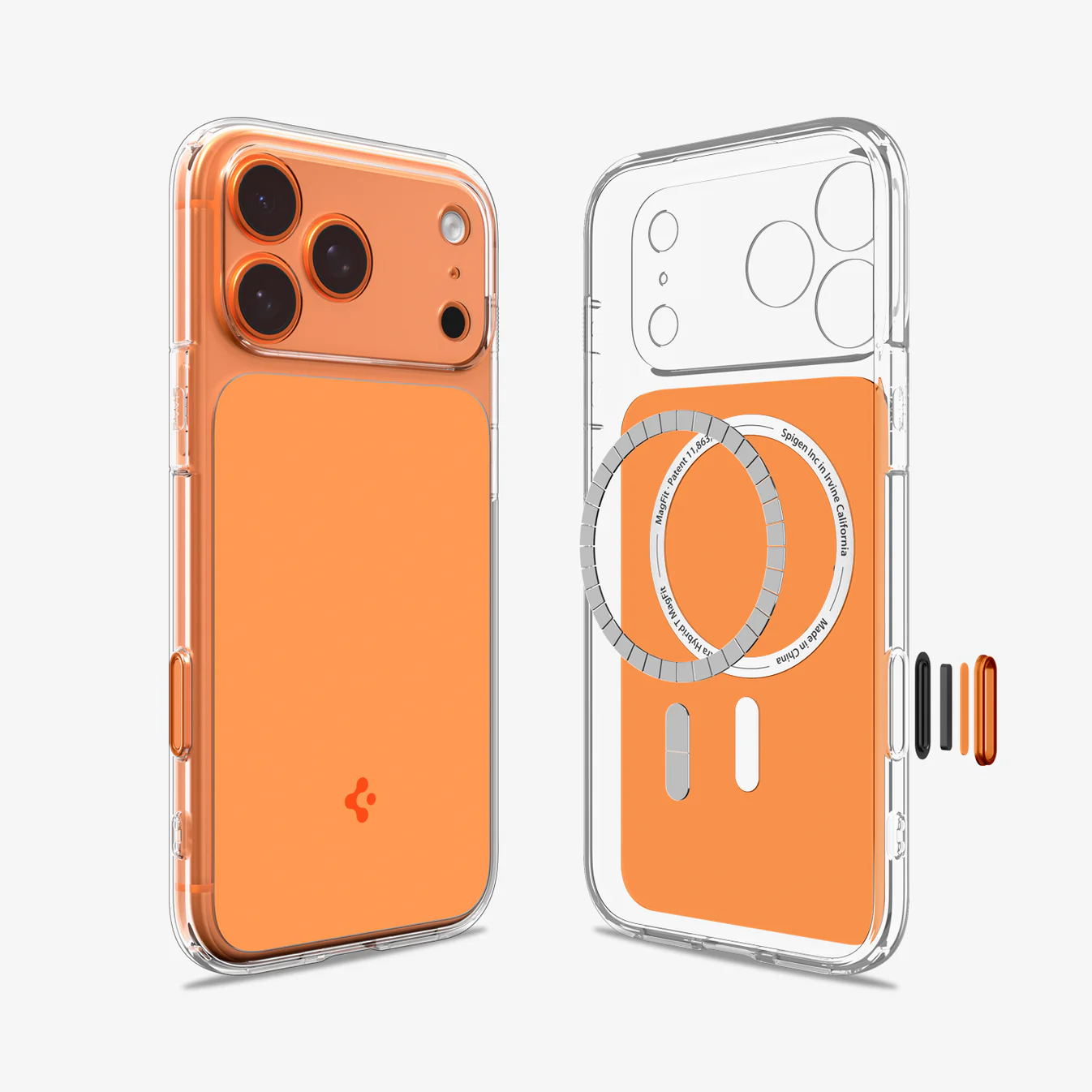 SPIGEN ULTRA HYBRID MAGFIT CLEAR ORANGE  IP 17 PRO MAX - Imagen 2