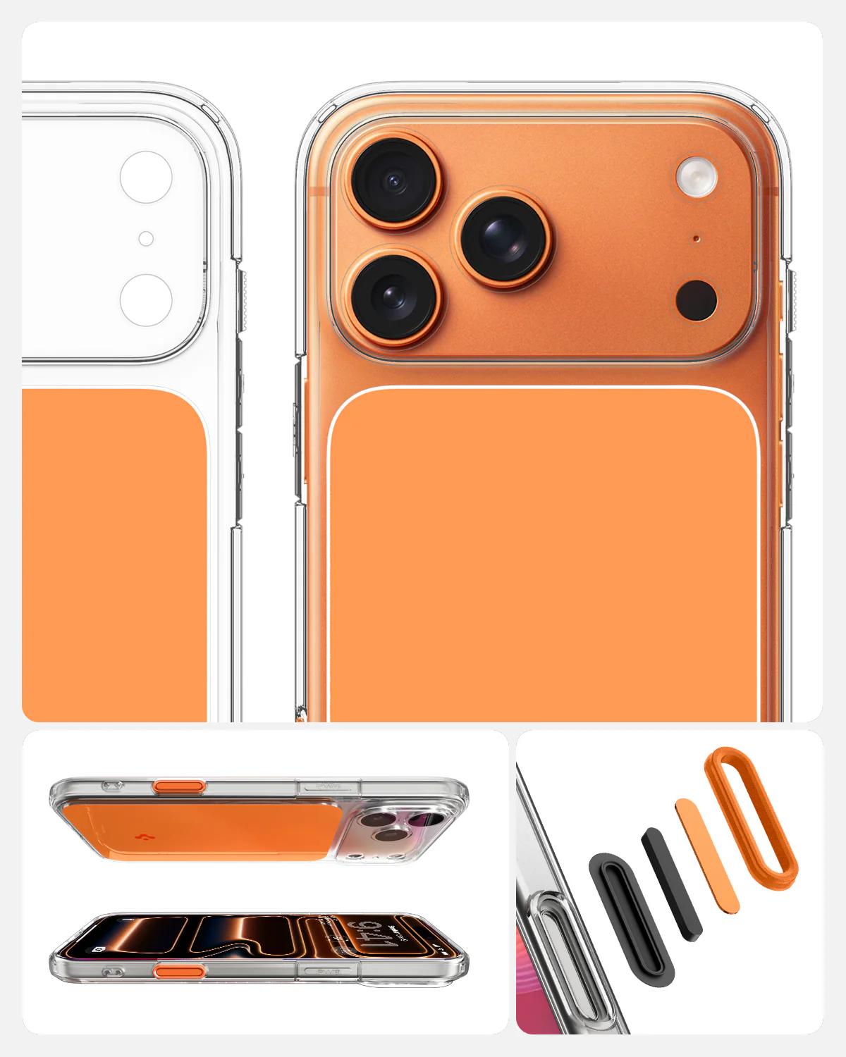 SPIGEN ULTRA HYBRID MAGFIT CLEAR ORANGE  IP 17 PRO MAX - Imagen 6