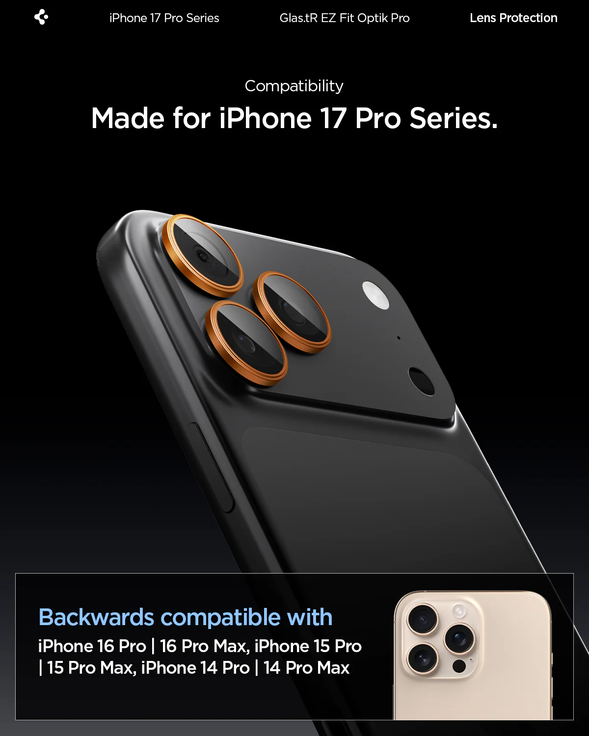SPIGEN GLASS FIT OPTIK NARANJA IP 14,15,16,17 - Imagen 5