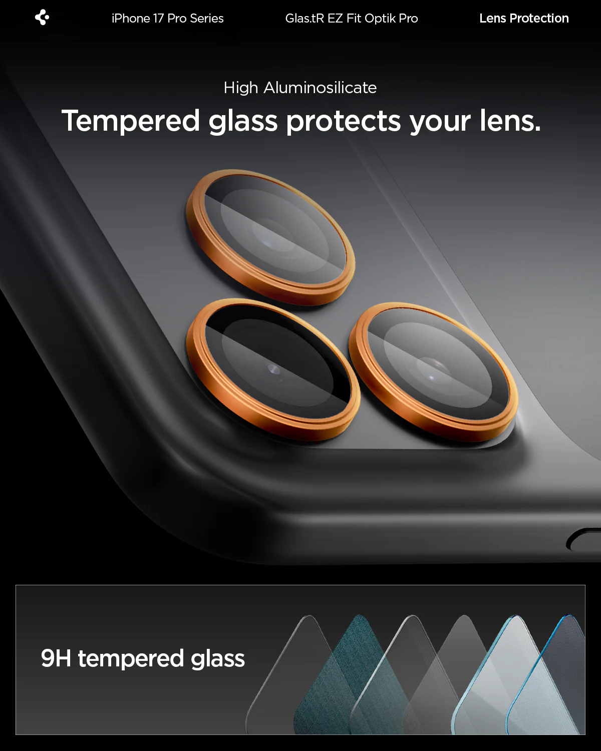 SPIGEN GLASS FIT OPTIK NARANJA IP 14,15,16,17 - Imagen 6