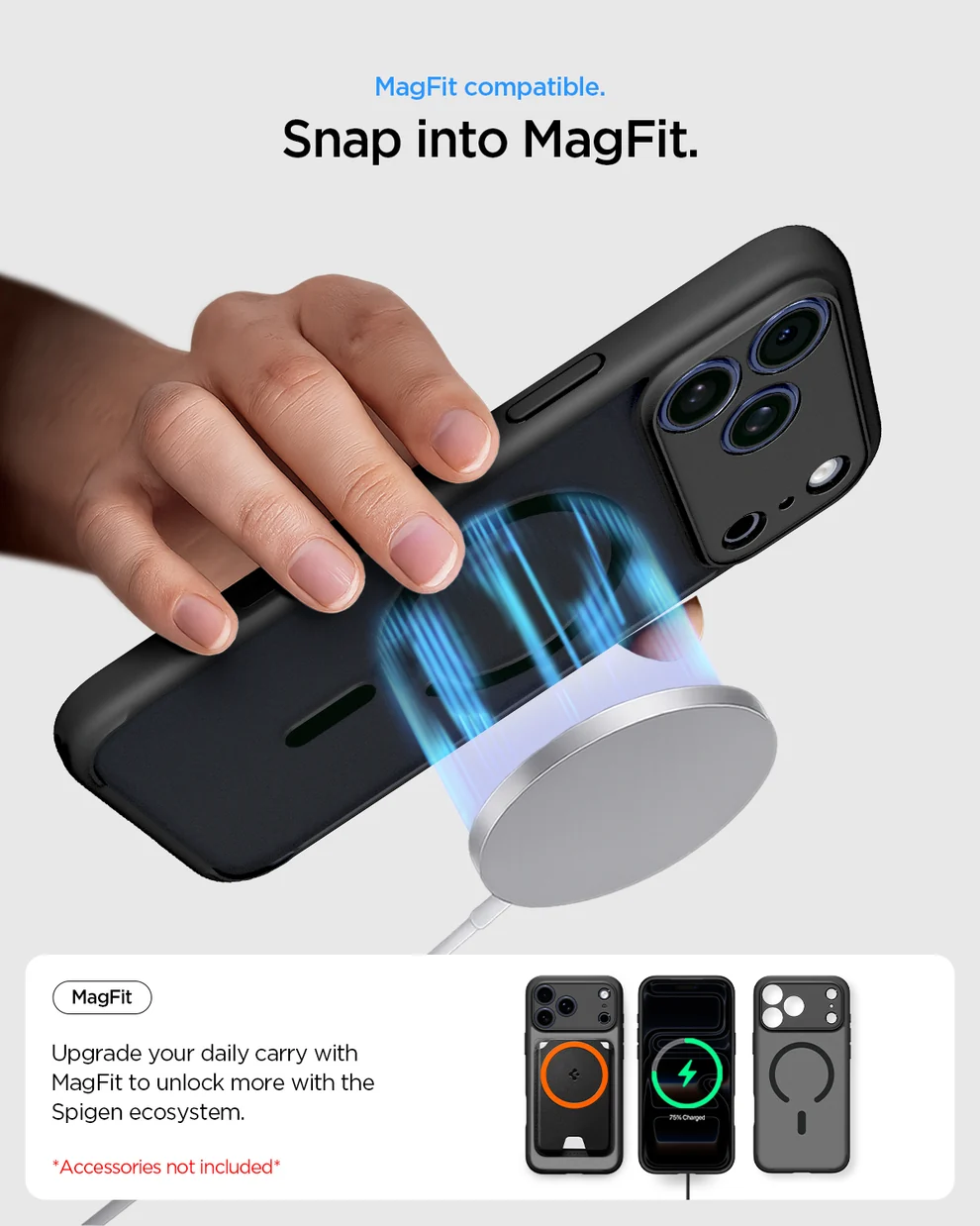 SPIGEN ULTRA HYBRID MAG FIT 17 PRO FROST BLACK - Imagen 11