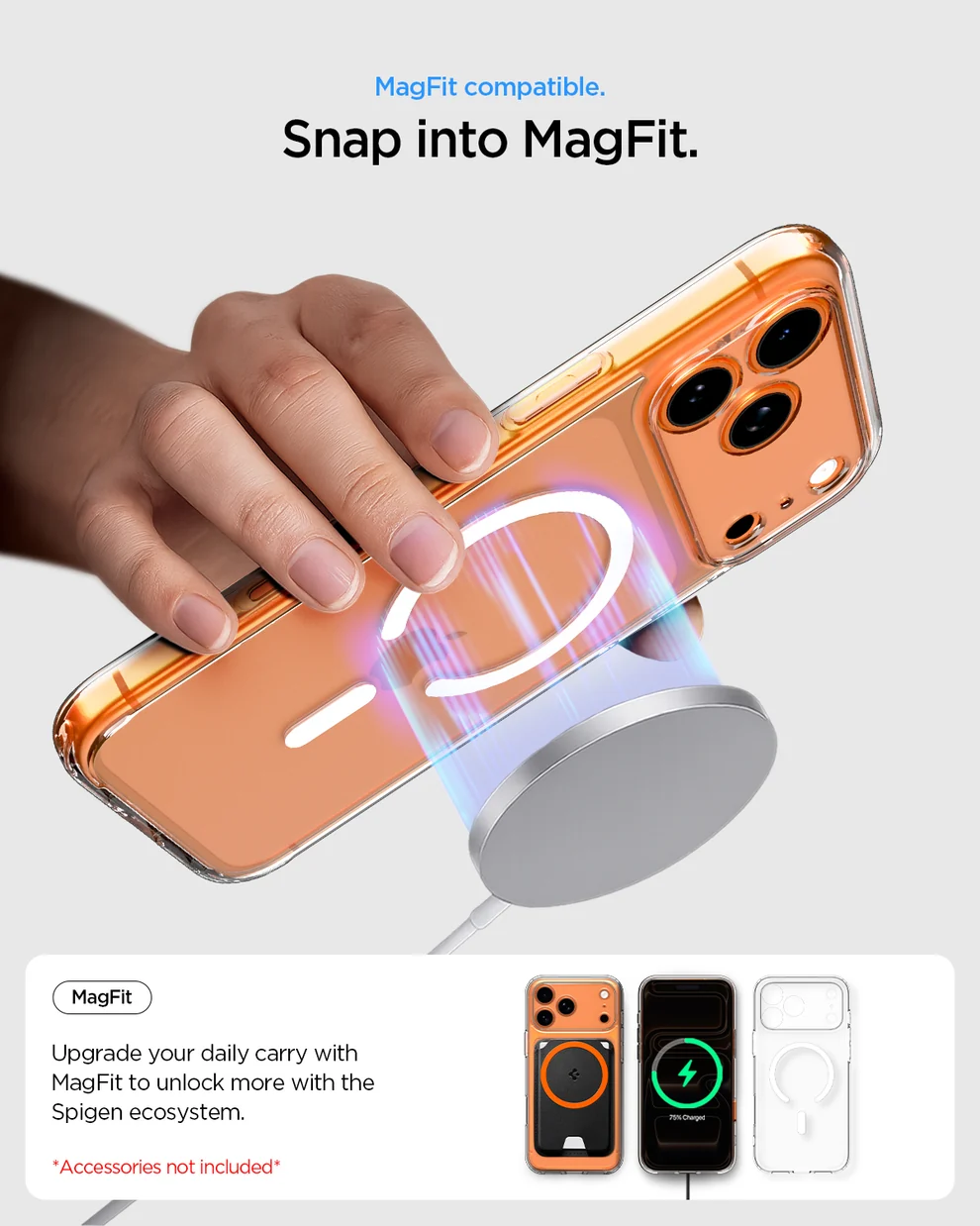 SPIGEN ULTRA HYBRID MAG FIT 17 PRO CLEAR WHITE - Imagen 9