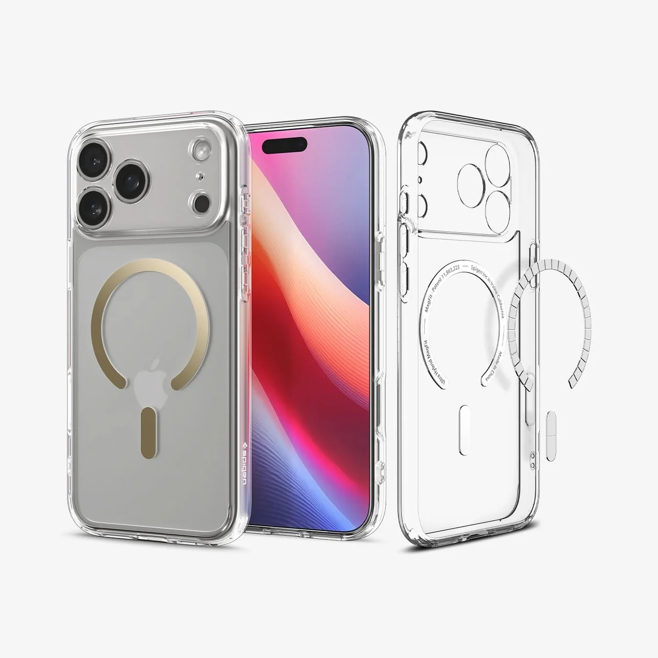 SPIGEN ULTRA HYBRID MAG FIT 17 PRO MAX CLEAR GOLD - Imagen 2