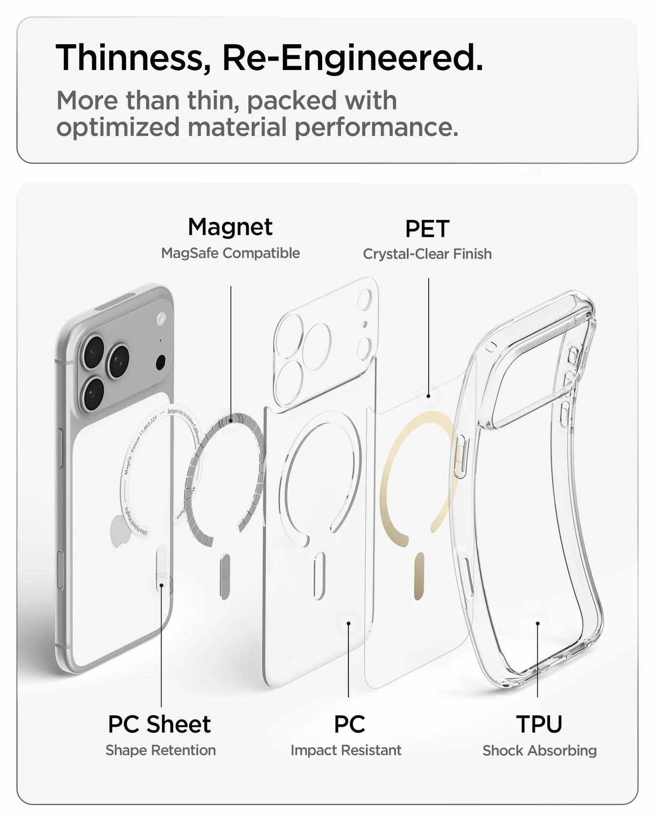 SPIGEN ULTRA HYBRID MAG FIT 17 PRO MAX CLEAR GOLD - Imagen 11