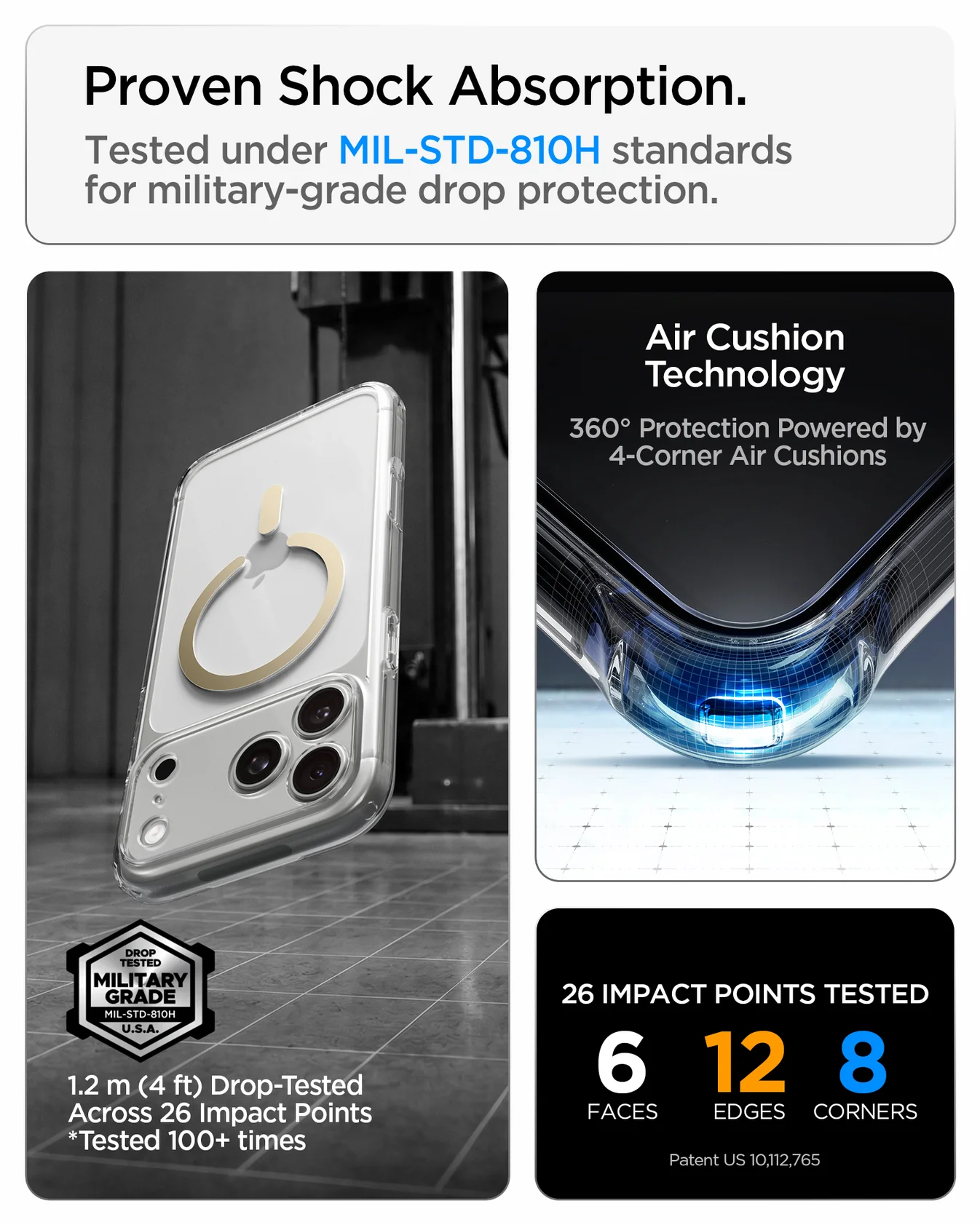 SPIGEN ULTRA HYBRID MAG FIT 17 PRO MAX CLEAR GOLD - Imagen 8