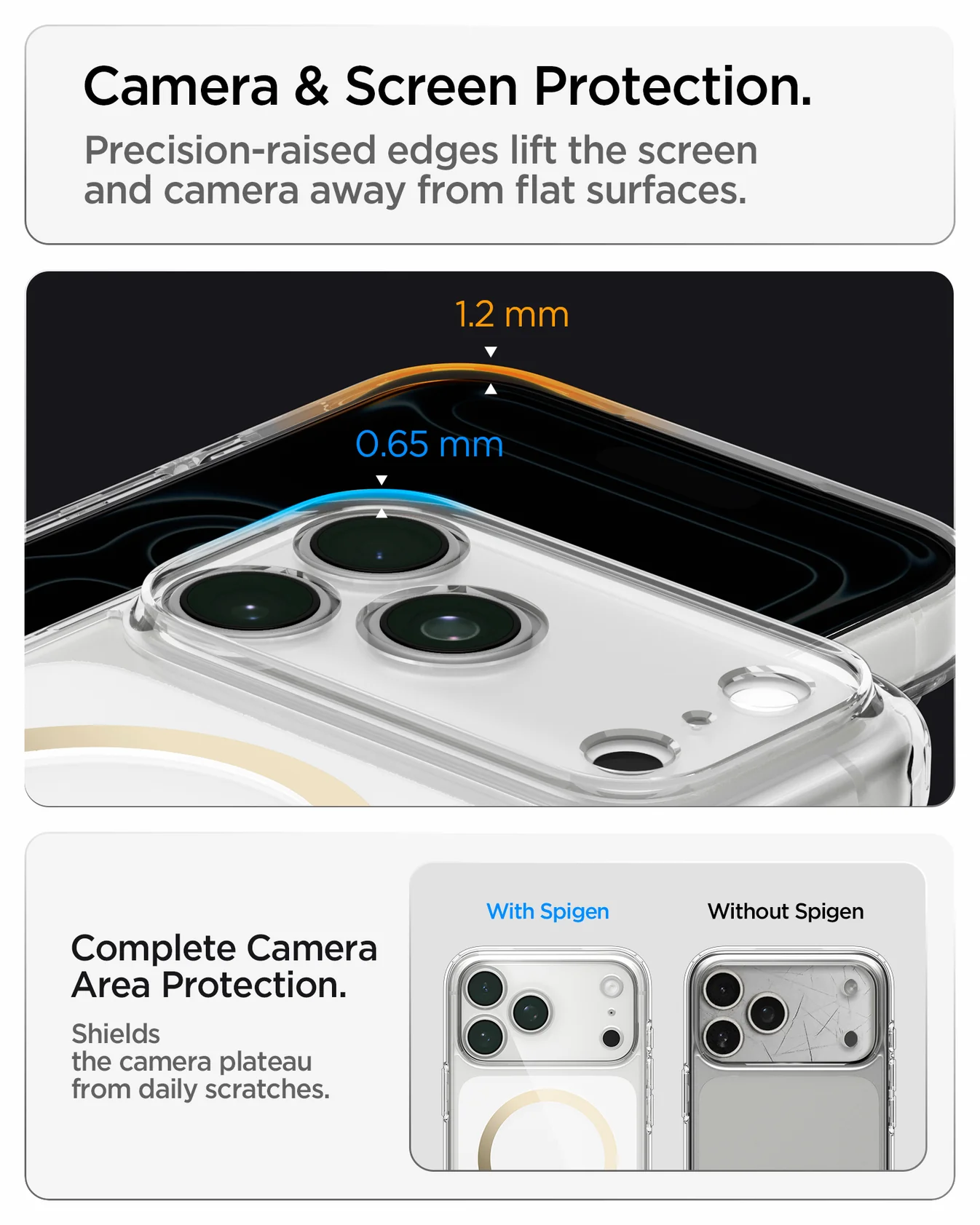 SPIGEN ULTRA HYBRID MAG FIT 17 PRO MAX CLEAR GOLD - Imagen 9