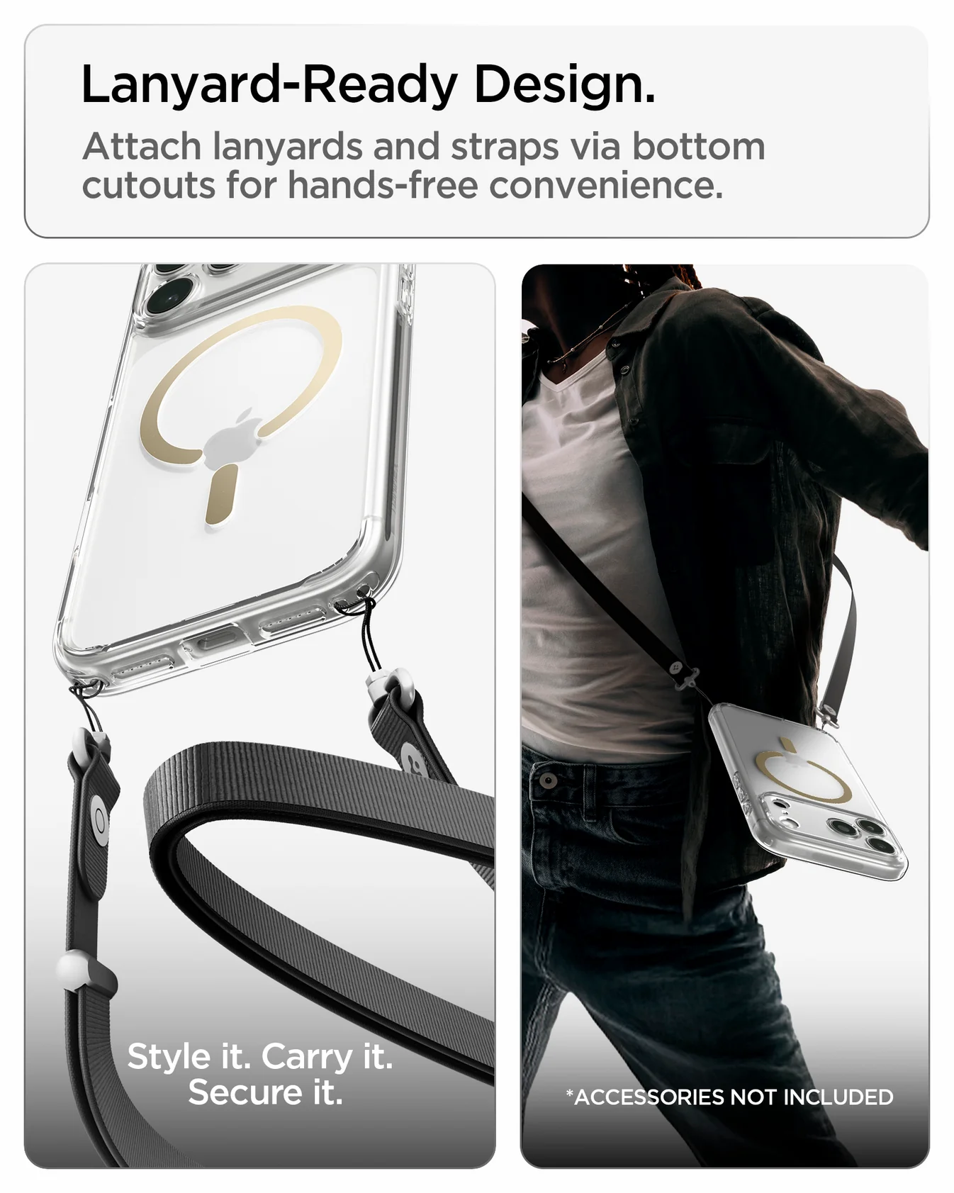 SPIGEN ULTRA HYBRID MAG FIT 17 PRO MAX CLEAR GOLD - Imagen 5